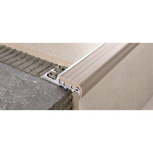 PROFILE NEZ DE MARCHE ALUMINIUM AVEC GOMME BEIGE