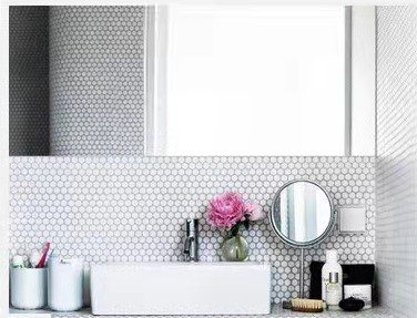 31.5X29.1 MOSAIC BLANC CHIP ROND MATT - BAIN D19