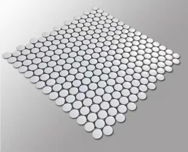 31.5X29.1 MOSAIC BLANC CHIP ROND MATT - BAIN D19