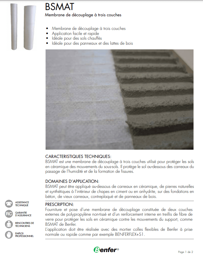 MEMBRANE DE DECOUPLAGE A TROIS COUCHES BSMAT 10MQ