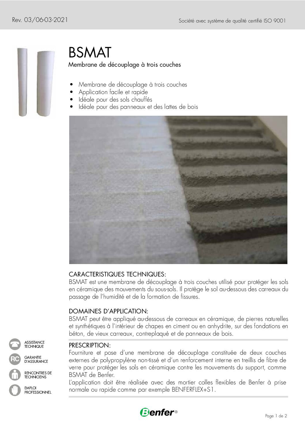 MEMBRANE DE DECOUPLAGE A TROIS COUCHES BSMAT 10MQ – Image 2