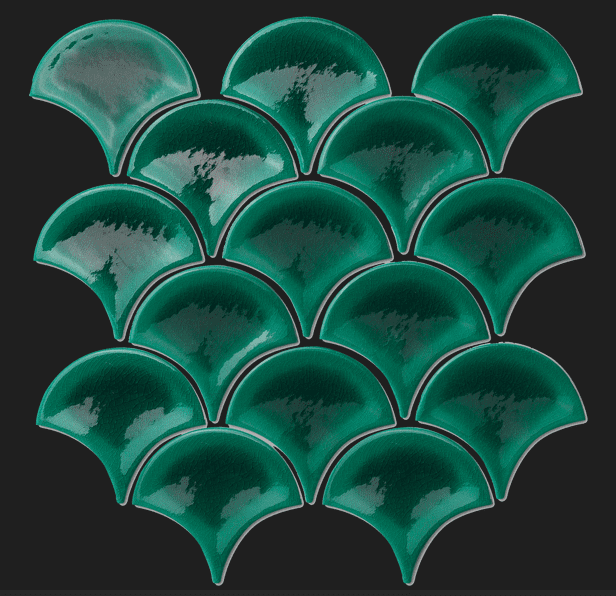 25.9X27.3 ECAILLE MOSAIC VERT FONCE BRILLANT – Image 3