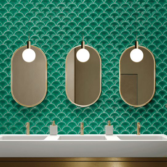 25.9X27.3 ECAILLE MOSAIC VERT FONCE BRILLANT
