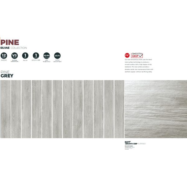 20X120 PARQUET SMOOTH GRIP GRIS - REF GENERIQUE