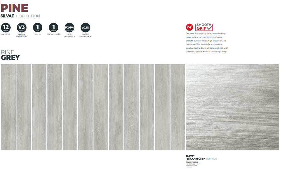 20X120 PARQUET SMOOTH GRIP GRIS - REF GENERIQUE